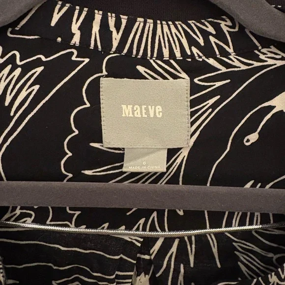 Anthropologie Maeve Black and White Birds Button Up Top - Picture 2 of 6